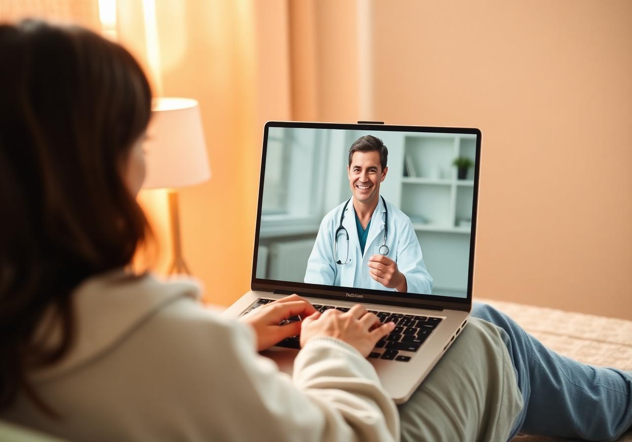 Patient meeting with doctor over video call from home